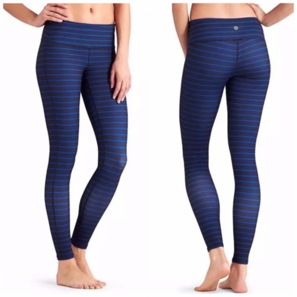 Athleta Chaturanga Admiral‎ Blue Striped Tight